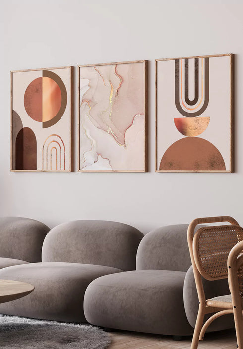 Caramel Nougat Real Rose Gold Set mit 3 Postern 50x70cm